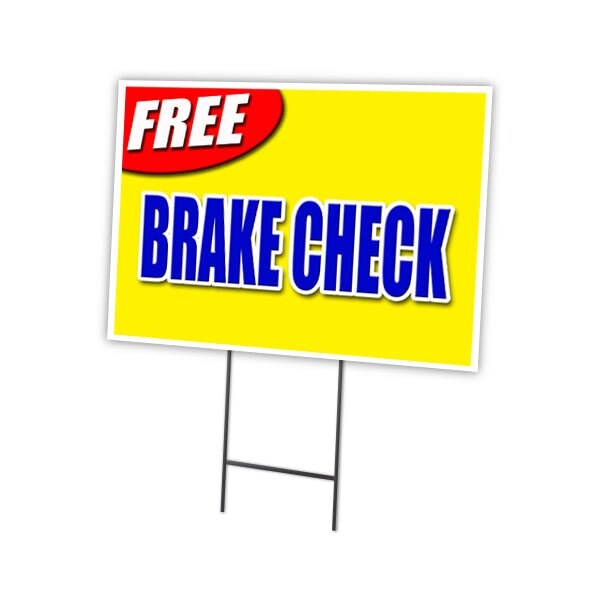 Signmission Free Brake Check Yard Sign & Stake outdoor plastic coroplast window, C-1824 Free Brake Check C-1824 Free Brake Check - main